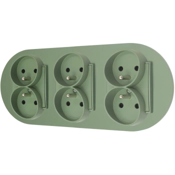 Trzy gniazda podwójne z ramką okrągłą seria MINI kolor szałwiowy