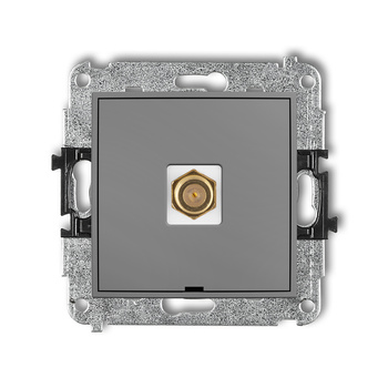 Mechanizm gniazda antenowego pojedynczego typu F SAT pozłacany, bez pola opisowego Karlik seria MINI 27MGFBO-1.1 kolor szary mat