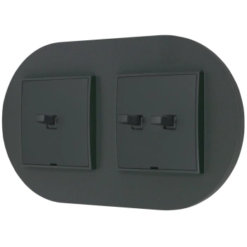 Włącznik pojedynczy i podwójny w stylu USA ramka okrągła seria Mini kolor grafitowy mat