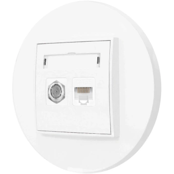 Gniazdo rj45/antenowe z ramką okrągłą seria MINI kolor biały mat