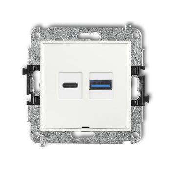 Mechanizm ładowarki USB podwójnej USB C + USB A, 20W max., bez pola opisowego Karlik seria ICON ICUSBBO-8 kolor biały