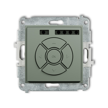 Mechanizm elektronicznego sterownika roletowego przycisk centralny/dodatkowy Karlik seria ICON 61ISR-6 kolor szałwiowy