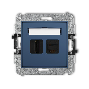 Mechanizm gniazda pojedynczego HDMI 2.1, 8K + gniazda komp. poj. 1xRJ45, kat. 6A, 8-stykowy Karlik seria ICON 64IGHK-86A kolor navy blue