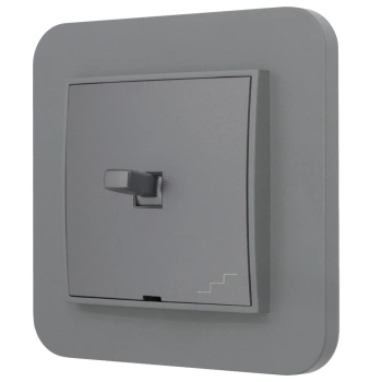 Włącznik schodowy w stylu USA ramka zaokrąglona seria Mini kolor szary mat