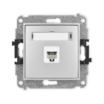 Mechanizm gniazda telefonicznego pojedynczego 1xRJ11, 4-stykowy, beznarzędziowe Karlik seria ICON 7IGT-1 kolor srebrny metalik