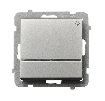 Łącznik zwierny "światło" z podświetleniem niebieskim seria SONATA kolor Srebro mat symbol ŁP-5RS/m/38