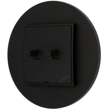 Włącznik schodowy podwójny w stylu USA ramka okrągła seria Mini kolor czarny mat