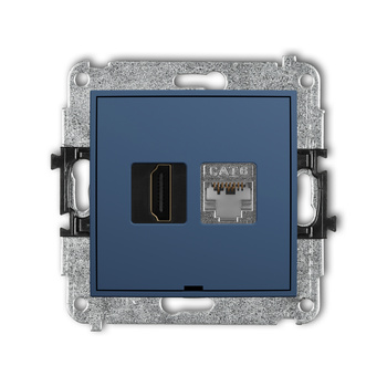 Mechanizm gniazda pojedynczego HDMI 2.0, 4K + gniazda komp. poj. 1xRJ45, kat. 6, ekranowany, 8-stykowy, bez pola opisowego Karlik seria ICON 64IGHKBO-46 kolor navy blue
