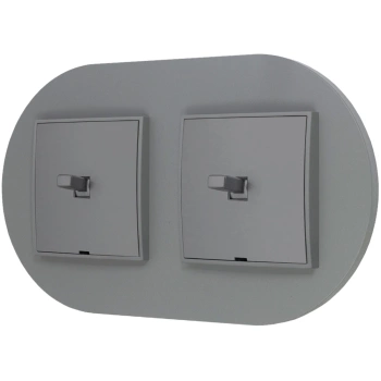 Dwa włączniki pojedyncze w stylu USA ramka okrągła seria Mini kolor szary mat
