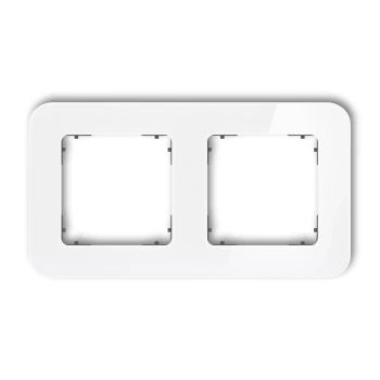 Ramka uniwersalna podwójna zaokrąglona - efekt szkła ramka: biała; spód: grafitowy mat Karlik seria ICON 0-28-IRSZ-2 kolor biały