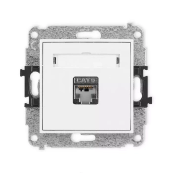 Mechanizm gniazda komputerowego pojedynczego 1xRJ45, kat. 5e, ekranowany, 8-stykowy Karlik seria MINI 25MGK-1e kolor biały mat