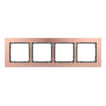 Ramka uniwersalna poczwórna - aluminium szczotkowane ramka: kolor miedziany; spód: grafitowy Karlik seria DECO 9-11-DRA-4 kolor miedziany