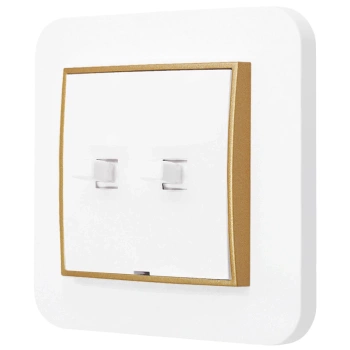 Włącznik podwójny w stylu USA ramka zaokrąglona seria Mini kolor biały mat/złoty
