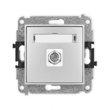 Mechanizm gniazda antenowego pojedynczego typu F SAT niklowany Karlik seria ICON 7IGF-1 kolor srebrny metalik