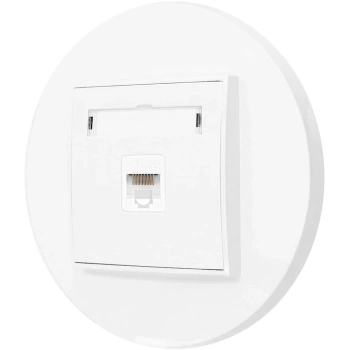 Gniazdo internetowe rj45 1x z ramką okrągłą seria MINI kolor biały mat