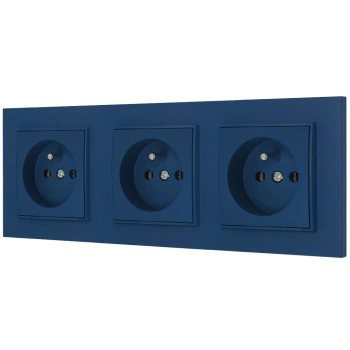 Trzy gniazda pojedyncze z ramką kwadratową seria MINI kolor navy blue