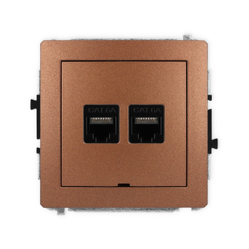 Mechanizm gniazda komputerowego podwójnego 2xRJ45, kat. 6A, 8-stykowy, bez pola opisowego Karlik seria DECO 9DGKBO-8 kolor brązowy metalik