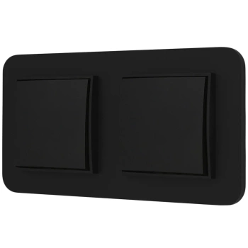 Dwa włączniki pojedyncze z ramką zaokrągloną seria MINI kolor czarny