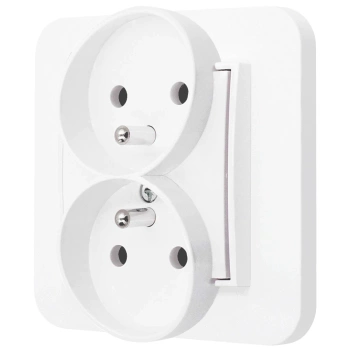 Gniazdo podwójne z ramką zaokrągloną seria MINI kolor biały mat