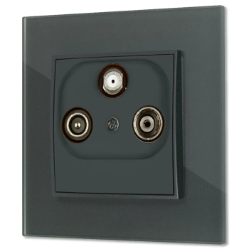 Gniazdo rtv-sat z ramką kwadratową efekt szkła seria ICON kolor grafitowy mat