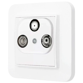 Gniazdo rtv-sat z ramką zaokrągloną seria MINI kolor biały mat