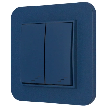 Włącznik schodowy podwójny z ramką zaokrągloną seria MINI kolor navy blue