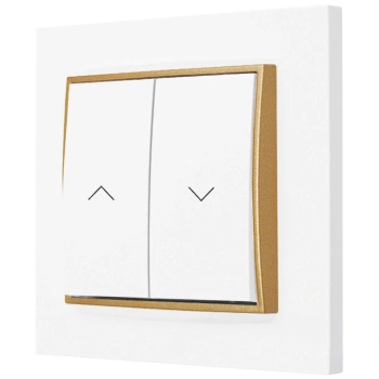 Włącznik roletowy z blokadą z ramką prostą seria MINI kolor biały mat/złoty