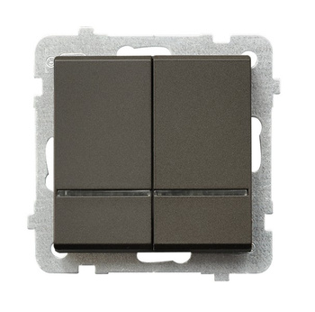 Łącznik dwugrupowy świecznikowy z podświetleniem niebieskim seria SONATA kolor Czekoladowy metalik symbol ŁP-2RS/m/40