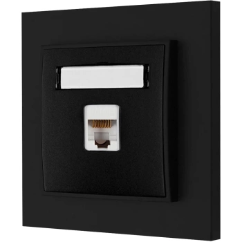 Gniazdo internetowe 1x z ramką karlik mini kolor czarny mat