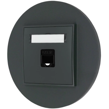 Gniazdo internetowe rj45 1x z ramką okrągłą seria MINI kolor grafitowy mat