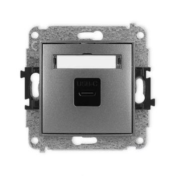 Mechanizm gniazda pojedynczego 1xUSB C-C Karlik seria ICON 11IGUSB-7 kolor grafitowy