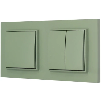 Dwa włączniki pojedynczy i podwójny z ramką prostą seria MINI kolor szałwiowy