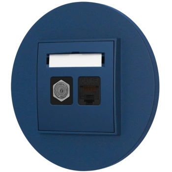 Gniazdo rj45/antenowe z ramką okrągłą seria MINI kolor navy blue