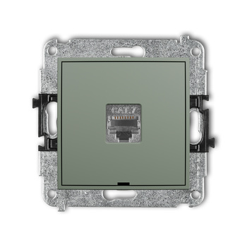 Mechanizm gniazda komputerowego pojedynczego 1xRJ45, kat. 7, ekranowany, 8-stykowy, bez pola opisowego Karlik seria MINI 61MGKBO-9 kolor szałwiowy