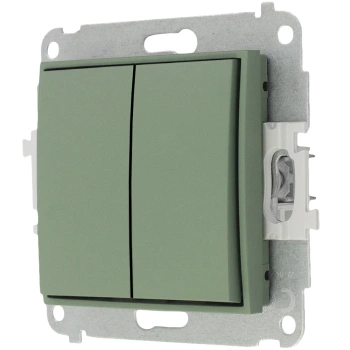 Mechanizm łącznika zwiernego, świecznikowego bez piktogramów, wspólne zasilanie Karlik seria MINI 61MWP-44.1 kolor szałwiowy