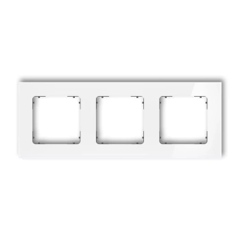 Ramka uniwersalna potrójna kwadratowa - efekt szkła ramka: biała; spód: grafitowy mat Karlik seria ICON 0-28-IRSK-3 kolor biały