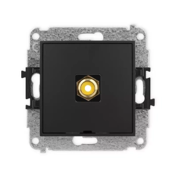 Mechanizm gniazda pojedynczego RCA, bez pola opisowego typu cinch - żółty, pozłacany Karlik seria MINI 12MGRCABO-1 kolor czarny mat