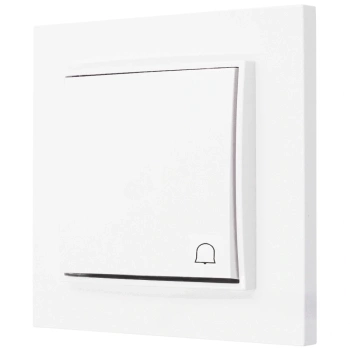 Włącznik dzwonkowy z ramką prostą seria MINI kolor biały mat