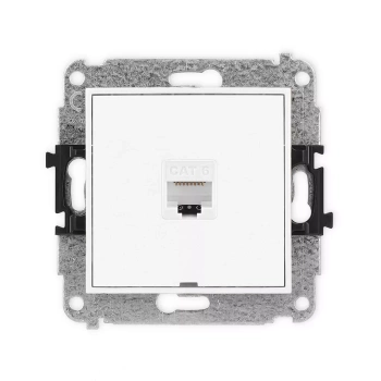 Mechanizm gniazda komputerowego pojedynczego 1xRJ45, kat. 6, 8-stykowy, bez pola opisowego Karlik seria ICON 25IGKBO-3 kolor biały mat