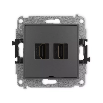 Mechanizm gniazda podwójnego HDMI 2.0, 4K, bez pola opisowego Karlik seria ICON 28IHDMIBO-4 kolor grafitowy mat