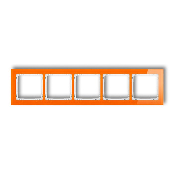 Ramka uniwersalna pięciokrotna - efekt szkła ramka: pomarańczowa; spód: biały Karlik seria DECO 13-0-DRS-5 kolor pomarańczowy