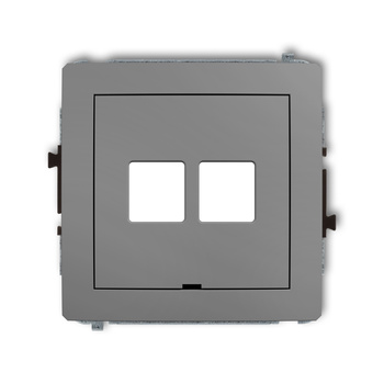 Mechanizm gniazda multimedialnego podwójnego bez modułu, bez pola opisowego standard Keystone Karlik seria DECO 27DGMBO-2P kolor szary mat