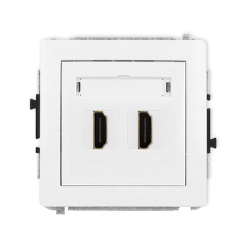 Mechanizm gniazda podwójnego HDMI 2.0, 4K Karlik seria DECO 25DHDMI-4 kolor biały mat