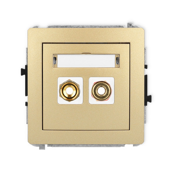 Mechanizm gniazda głośnikowego pojedynczego typu banan - czerwony i czarny, pozłacany, 4 mm2, skręcany Karlik seria DECO 29DGG-4 kolor złoty