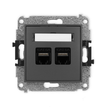 Mechanizm gniazda komputerowego podwójnego 2xRJ45, kat. 6A, 8-stykowy Karlik seria ICON 28IGK-8 kolor grafitowy mat