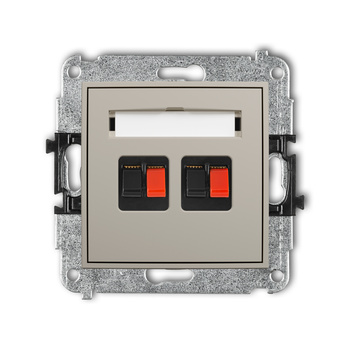 Mechanizm gniazda głośnikowego podwójnego Karlik seria ICON 60IGG-2 kolor taupe