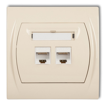 Gniazdo komputerowe podwójne 1xRJ45, kat. 5e, 8-stykowy Karlik seria LOGO 1LGK-2 kolor beżowy