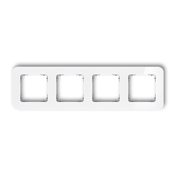 Ramka uniwersalna poczwórna zaokrąglona - efekt szkła ramka: biała spód: grafitowy mat Karlik seria ICON 0-28-IRSZ-4 kolor biały