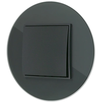 Włącznik pojedynczy z ramką okrągłą efekt szkła seria ICON kolor grafitowy mat