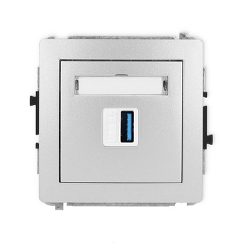 Mechanizm gniazda pojedynczego USB A-A 3.0 Karlik seria DECO 7DGUSB-5 kolor srebrny metalik